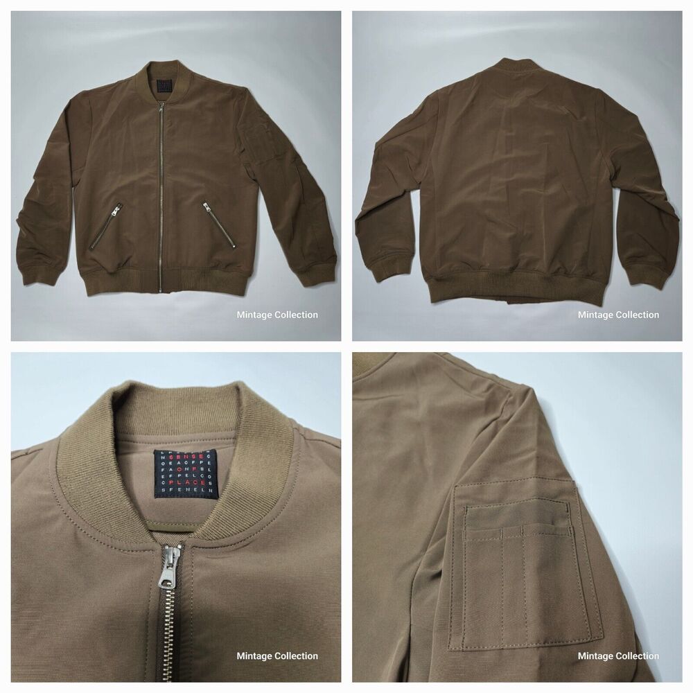 SENSE OF PLACE URBAN RESEARCH JAPAN BROWN FULL ZIP BOMBER FLIGHT JACKET Sz LARGE